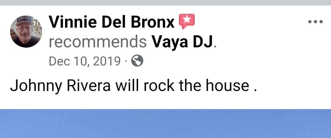 Facebook recommendation from Vinnie Del Bronx: Johnny Rivera will rock the house.